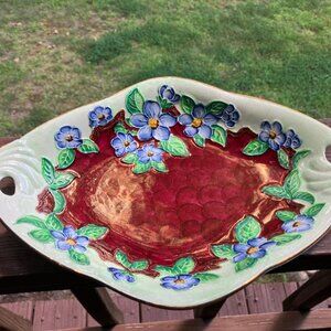 Art30 Deco Vintage Maling Pottery Newcastle-On-Tyne Mottled Red England Tray